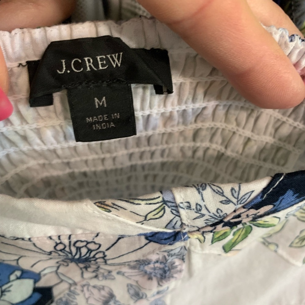 J.Crew Patchwork Floral Cotton Voile Babydoll Mini Dress M Square Neck - Picture 9 of 10